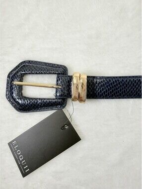 Eloquii Belt 14 16 Blue Faux Leather Snake Gold Tone Plus Size Women New